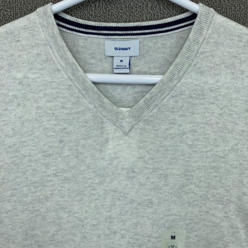 NUEVO Suéter Antiguo Azul Marino Cuello en V Hombres Manga Media Larga Gris Claro Blanco Sólido Informal - Imagen 2 de 12