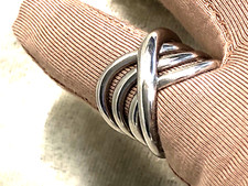 ITALIAN SILVER CRISSCROSS POLISHED RING, STERLING SILVER, SIZE 5 M4523-24