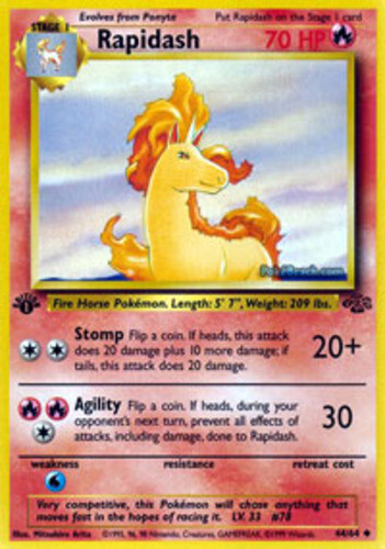 Rapidash - 44/64 - Uncommon - 1st Edition x1 Jungle Heavily Played