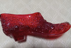 Beautiful Vintage Fenton Red/Amberina? Daisy & Button Glass Slipper UV Glows — photo 7