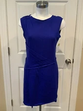Maje Blue Wool Blend Sheath Dress W/ Exposed Seams, Size 2 (Medium)