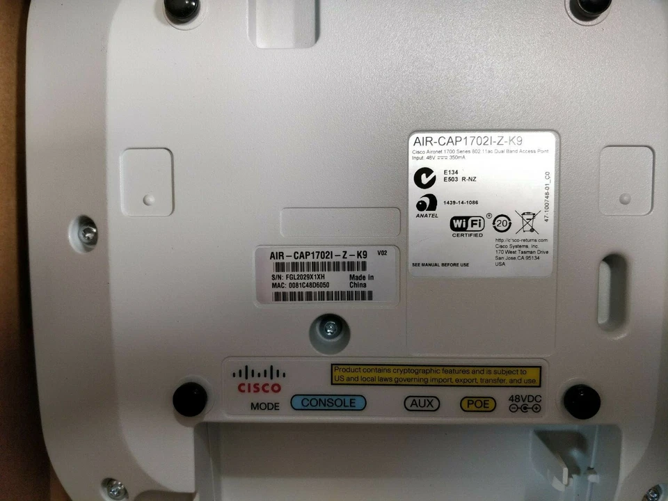 Cisco AIR-CAP1702I-Z-K9 AIRONET 1702 2SS 3x3MIMO PoE AP Opened-Never Used - Image 4 of 4