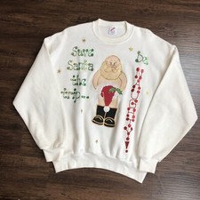VTG Jerzees Men's Large Christmas Santa Humor Pullover Long Sleeve Sweatshirt