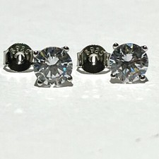 Stud Earrings 6 mm 925 sterling silver diamond simulated sparkle with gift box