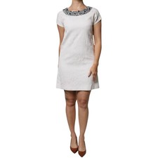 DOLCE & GABBANA Dress White Crystal Embellished Jacquard Brocade Mini IT40/US6/S