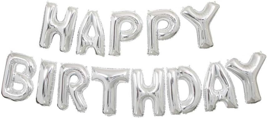 Happy Birthday Letter Balloon Foil Silver Banner Kit