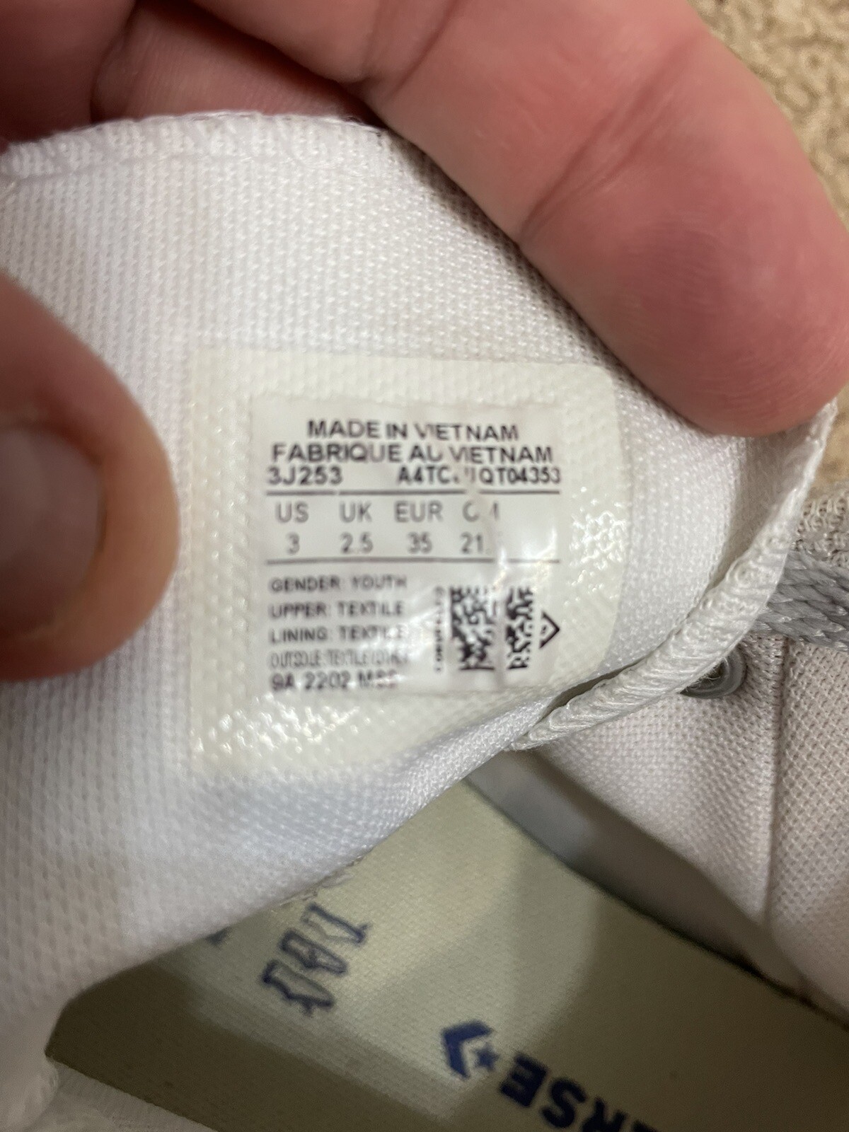 Converse All Star Girl's Chuck Taylor High-Top Sneakers Shoes - WHITE - SIZE 3