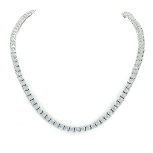 Real 925 Sterling Silver One Row 3mm Round Cut 3 Prong 4 Prong CZ Tennis Chain