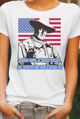 John Wayne Hommage Damen T-Shirt Western Film Great American Icon The Duke