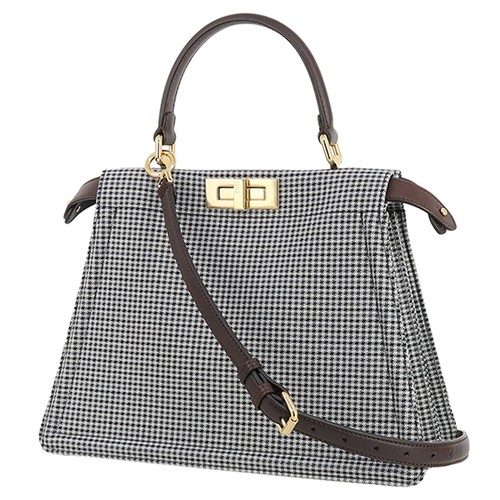 FENDI Peekaboo IseeU Medium Handbag Black & White Leather Trim