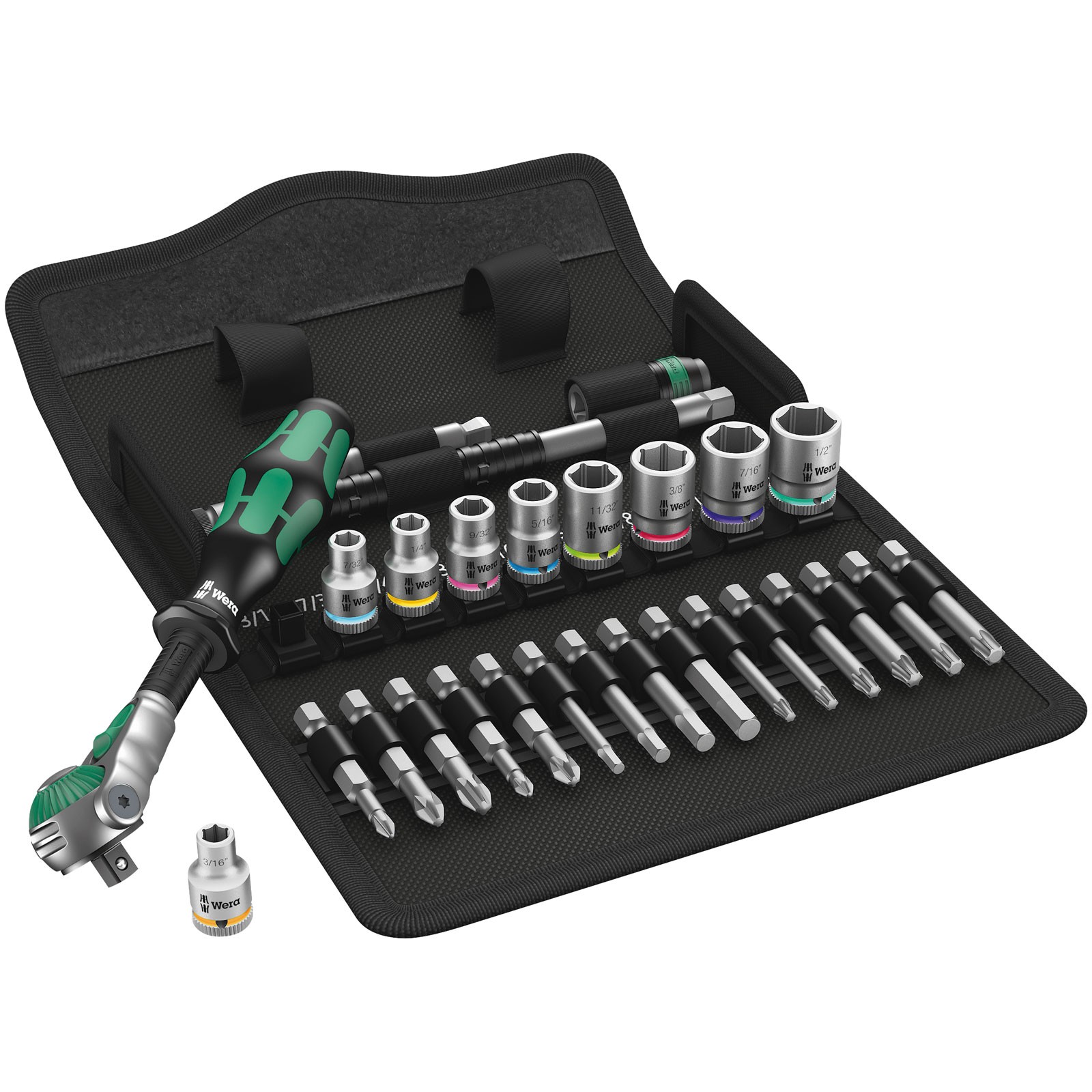 Wera 8100 SA 9 Zyklop Speed Ratchet Set - 1/4"" Drive - Imperial