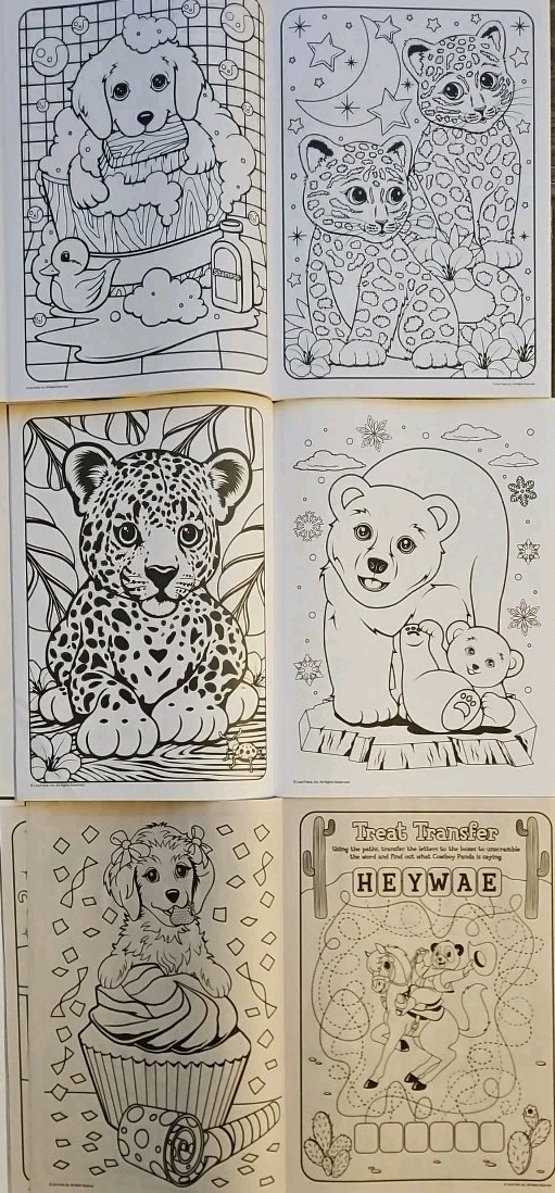 Lisa Frank Coloring & Activity Book, Color & Trace, Paint Box To Color Set Of 3