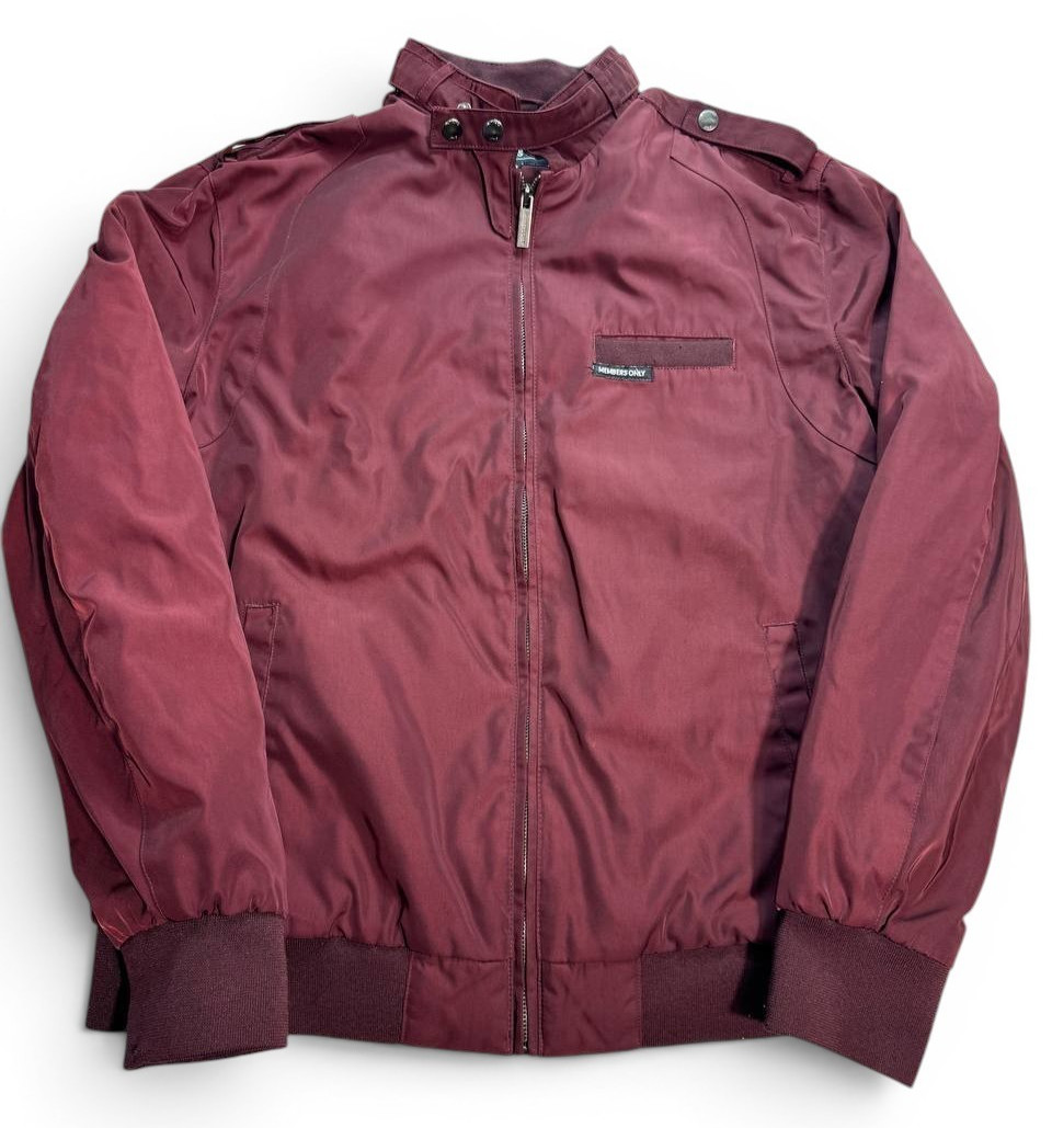 Members Only Men’s Large Burgundy Racer Jacket Lightweight Full Zip Coat