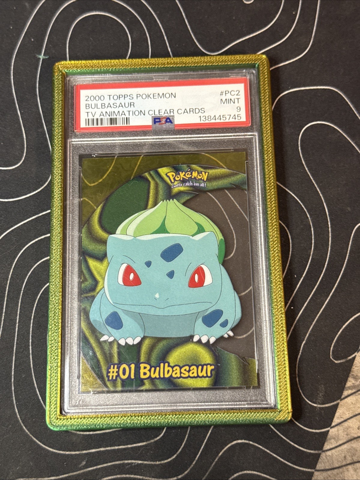 2000 TOPPS POKEMON TV ANIMATION CLEAR CARDS PC2 BULBASAUR PSA 9 WITH GUARD!