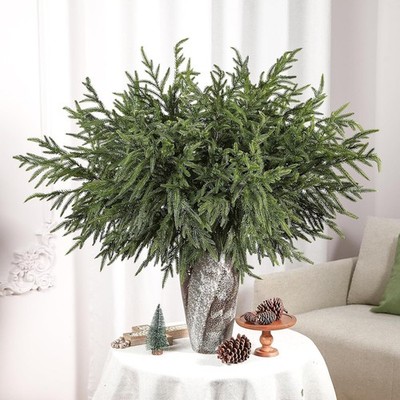 36 Inch Norfolk Pine Stems, 12 Pcs Real Touch Norfolk Pine Branch, Christmas ...