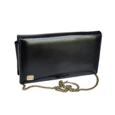Vintage Pierre Cardin Clutch Shoulder Handbag Structured Black Leather 1970s