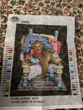 Vintage Leisure Arts DMC 5803 Teddy Bear in Chair Needlepoint Canvas Only