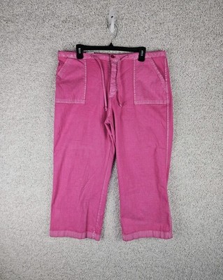 Lands End Pink Capri Pants Women's 16 Button Fly Baggy Wide Leg Chic Boho 37x24
