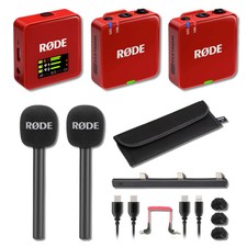 Rode Wireless GO Gen 3 Wireless Microphone System Red with 2x Interview GO