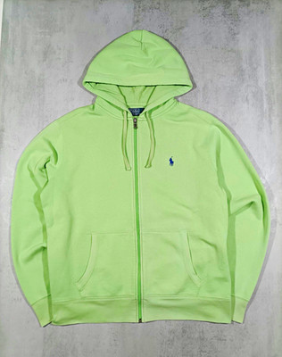 Polo Ralph Lauren Herren Fleece Zip-Hoodie Grün L mit Logo & Taschen
