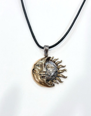 STERLING SILVER MOON ECLIPSE SUN MEXICO 925 PENDANT NECKLACE ALBERT SIGNED