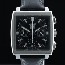 TAG Heuer Monaco CW2111 Black Automatic Chronograph 38mm Steel Men's Watch