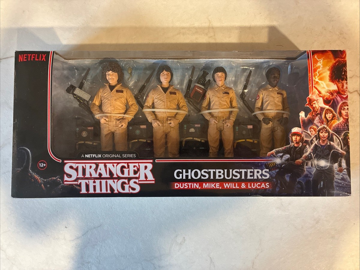 Stranger Things Ghostbusters 4 Pack Figures Will Dustin Mike Lucas