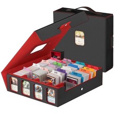 Large Capacity Trading Card Storage Box, Black  Red