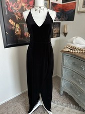 90s Whimsigoth Velvet Maxi Dress Size M Black Slit Wedding Guest Black Tie Event