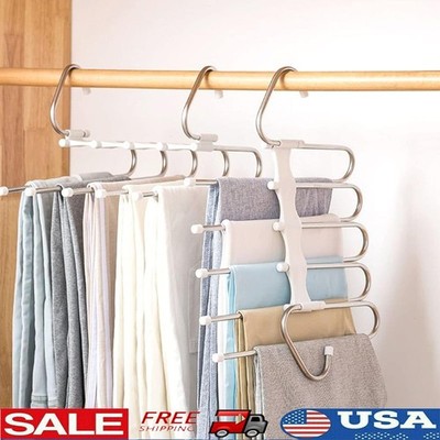 Space Saving Pants Hanger Non Slip Organizer Heavy Duty Storage System New