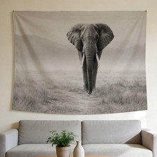 Elephant Portrait Tapestry - Vintage Style for Home Wall Decor