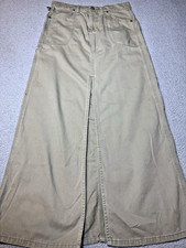 Vintage POLO Ralph Lauren Women 4 Maxi Skirt Long Carpenter Khaki High Waist 90s