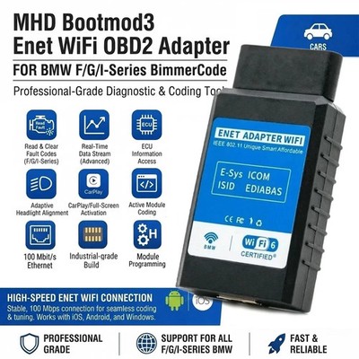 MHD Bootmod3 Enet WiFi OBD2 Adapter for BMW F/G/I-Series BimmerCode Coding Tool