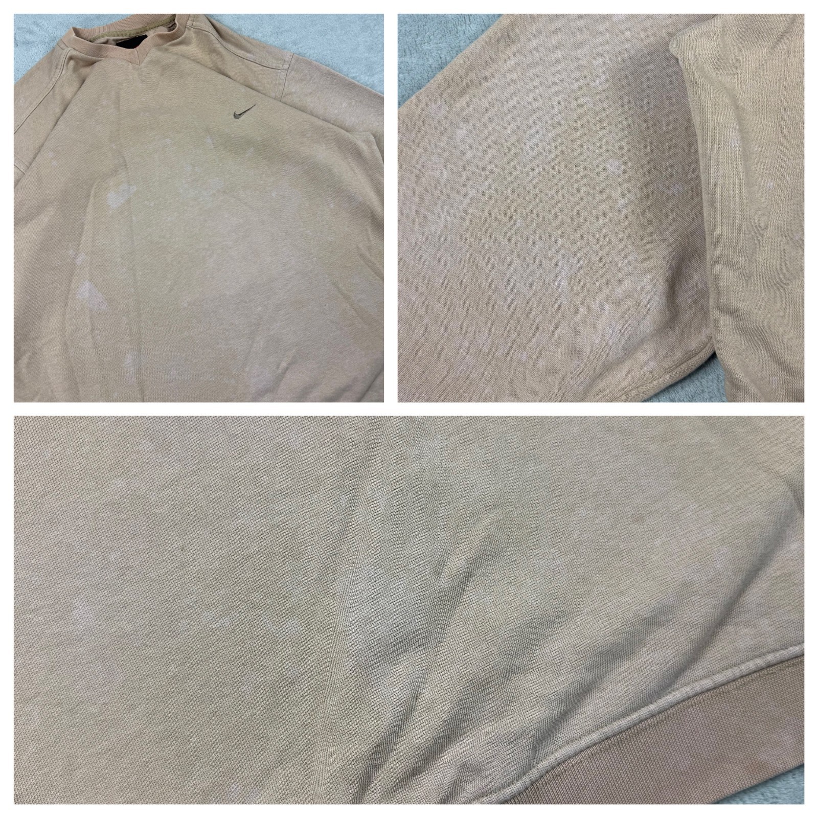 Vintage Nike 1990's Beige Mini Swoosh Oversized Large V-Neck Pullover Sweatshirt image 7