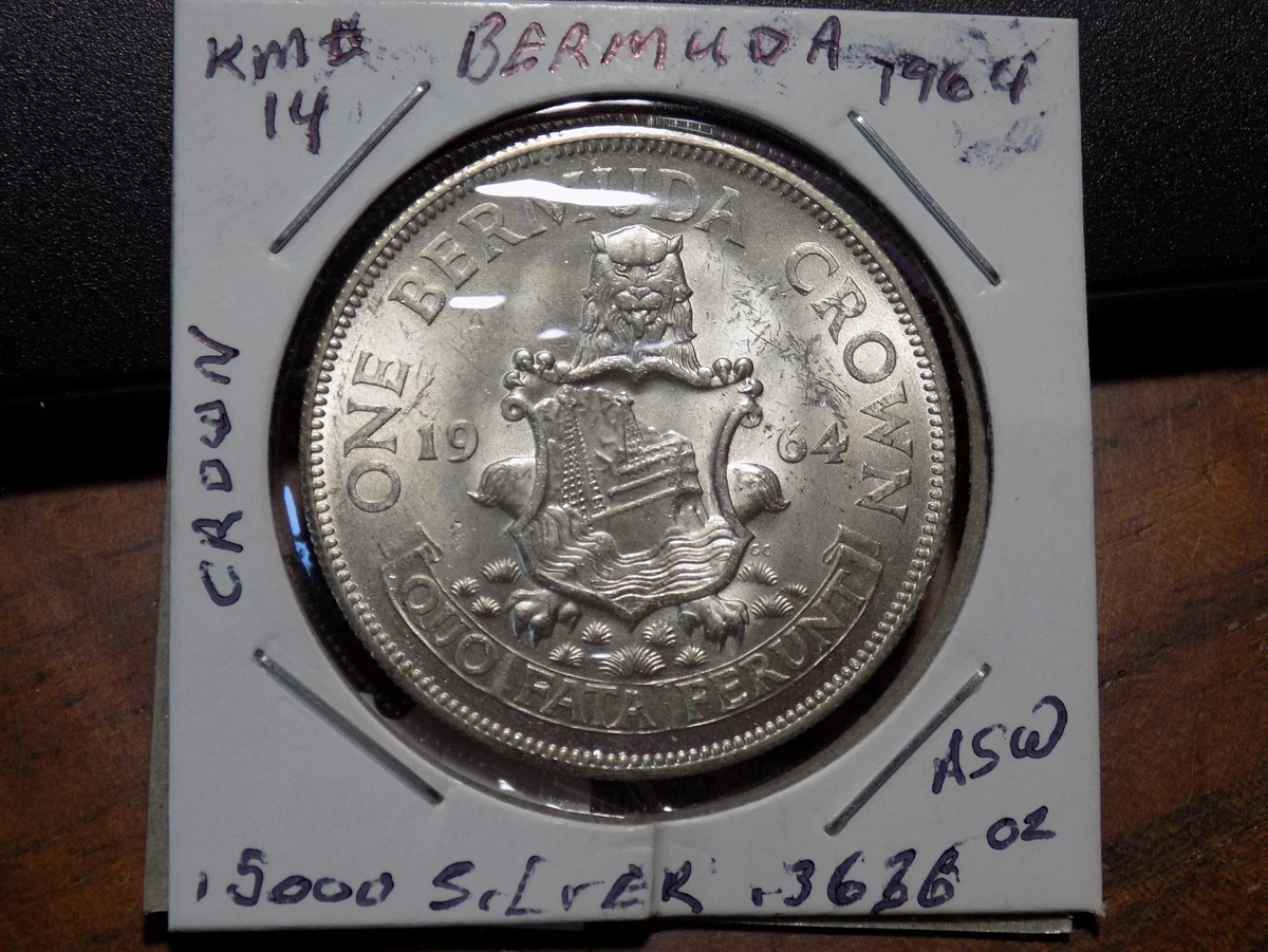 バミューダ-エリザベス II-ワン クラウン 1964-ラージ シルバー  1964 Bermuda Crown for sale | eBay