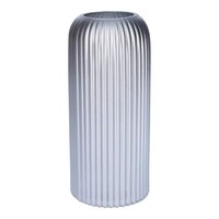 INNA-GLAS Dekovase Alburgis Mit Rillen, Glas, Silber-Metallic, 20Cm, Ø8,7Cm