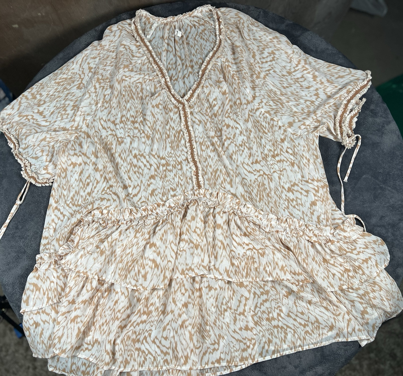 Aerie Tunic Top Womens XS/S Orange/Tan Boho Top