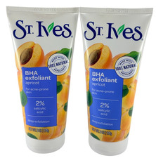 St Ives BHA Apricot Face Scrub 2 Salicylic Acid Acne Treatment 6oz Lot of 2