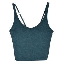 Vuori Halo Energy Crop Tank Top Teal Blue Crisscross Strap Cropped Athleisure S