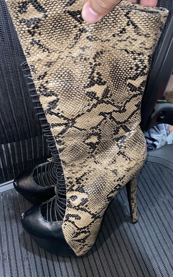 Zapato Republic LA Mujer 6" Stiletto Plataforma Botas Altas Talla 8.5 Cremallera Foto 3 de 4