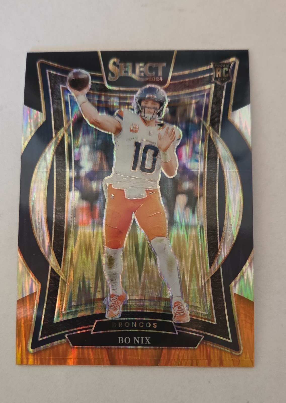 2024 Panini Select - Concourse Bo Nix #30 Black & Orange Shock Prizm (RC)