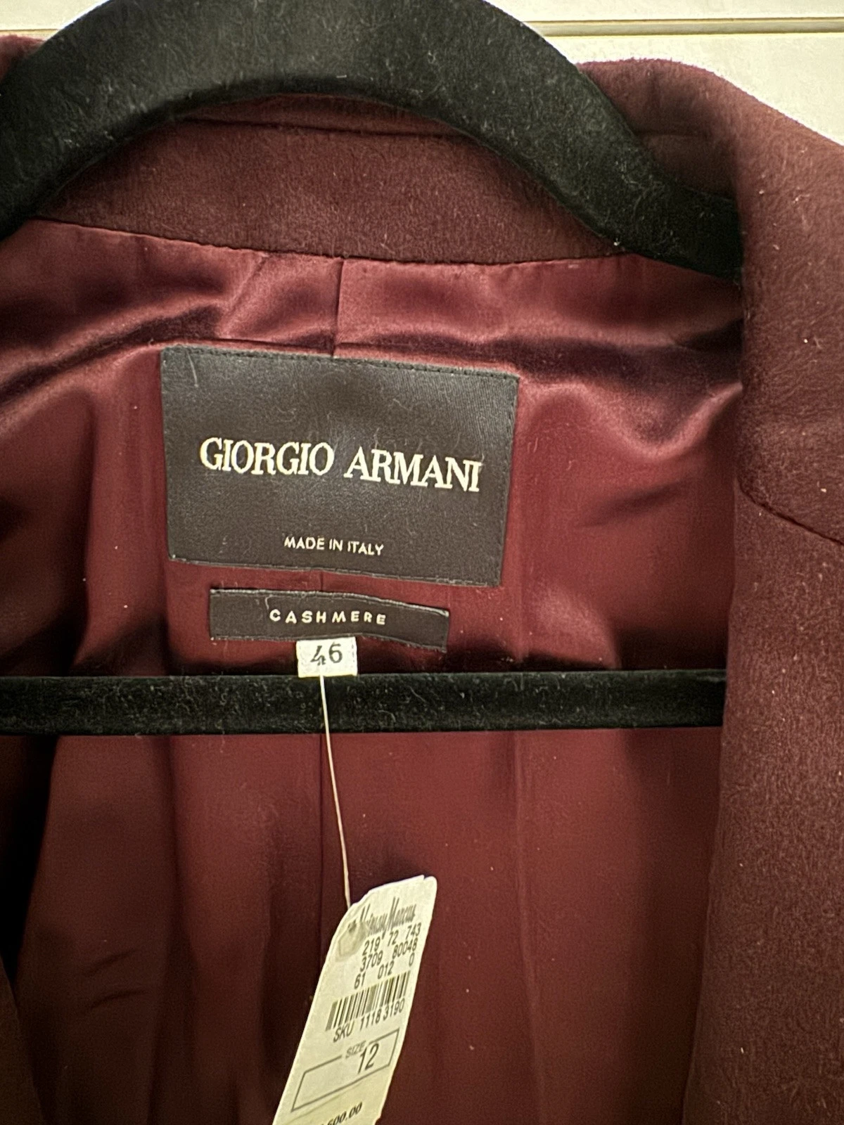 Giorgio Armani — New With Tags Giorgio Armani Women 100% Cashmere Blazer Jacket Burgundy Vintage