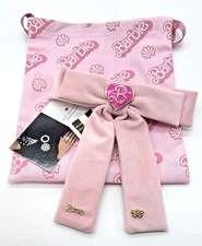 Lele Sadoughi x Barbie Barrette Pale Pink Velvet Heart Charm Bow Hair Clip NWT