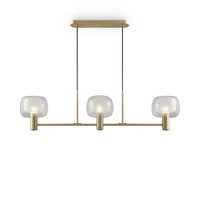 Pendelleuchte Glas Aluminium In Gold Esstisch 104 Cm E14 HäNgelampe 3-Flammig