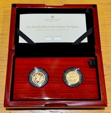 Royal Mint. 95th Birthday of HM The Queen Premium Dual Sovereign Set. Ltd Ed 95