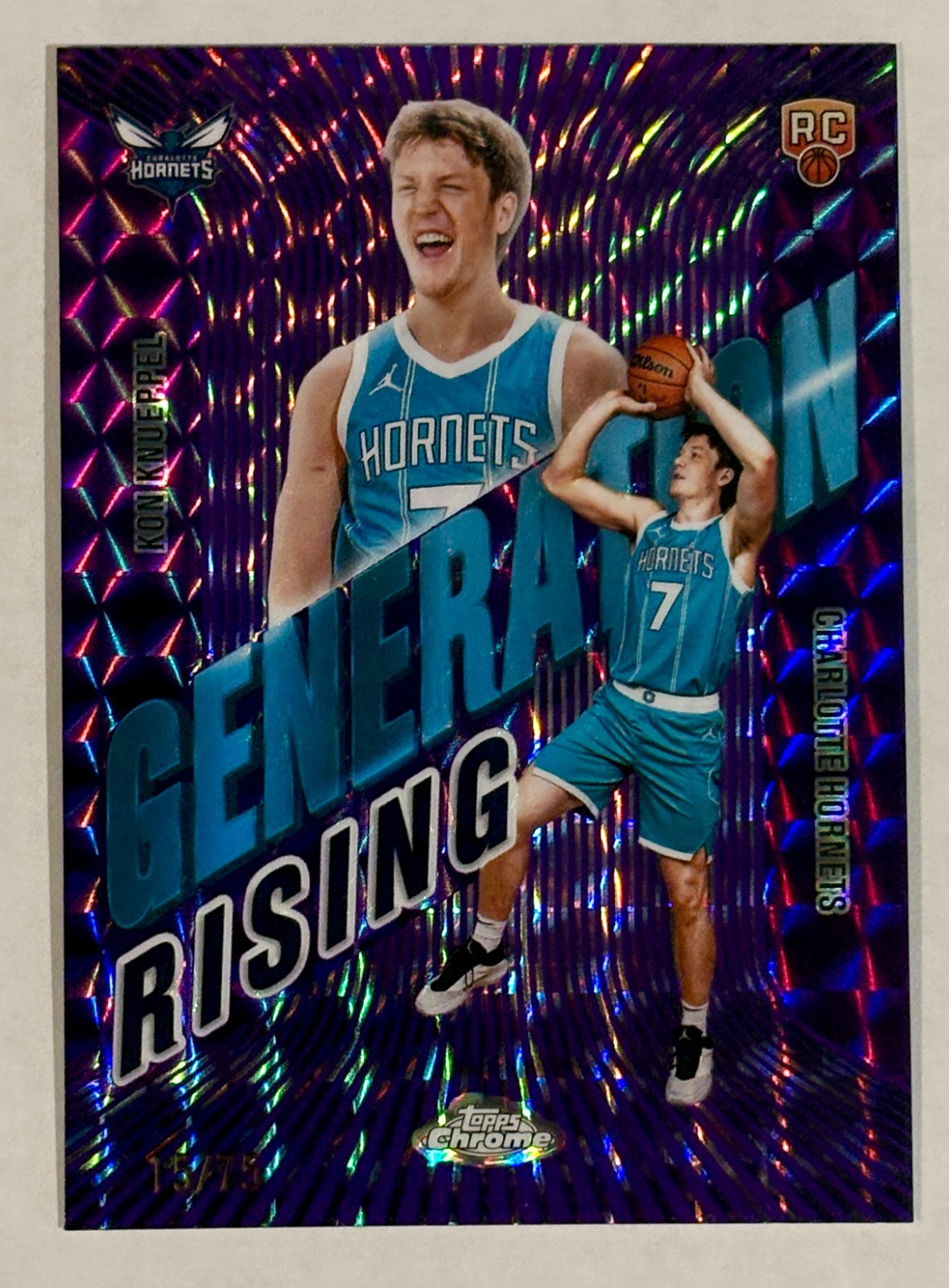 2025-26 Topps Chrome Kon Knueppel Generation Rising RC Geometric Purple #15/75