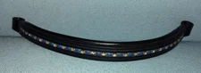 16" Black Leather Blue Beaded Crystal Dressage Browband