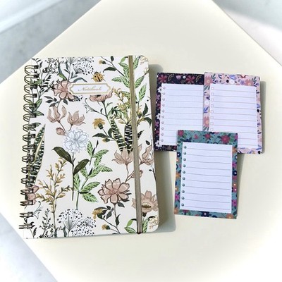 Floral Spiral Notebook and Notepad Set