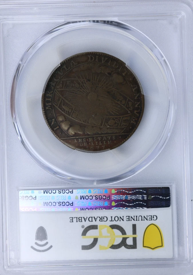 France 1677 Token Jeton Feuardent-7224 Cu Copper BN PCGS VF Details - Image 3 of 3