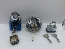 Lot Of 3 Mixed Locks With Keys Disc Padlock Pro 70mm 2 3/4" & 2 Master Locks B1